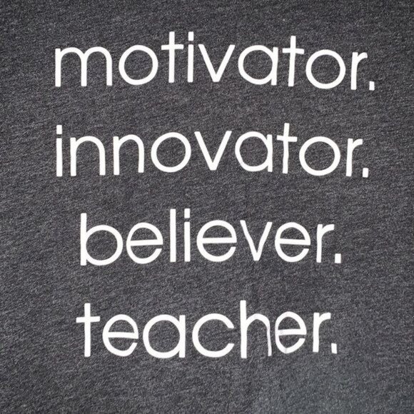 Motivator Innovator Believer Teacher Graphic T-Shirt L PositiviTees Gray Short S - Picture 3 of 5